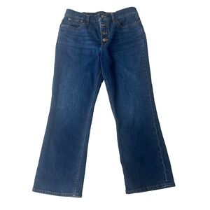 J Crew Jeans Women's Size 30‎ Mid Rise Flare Crop Button Fly Medium Wash Denim